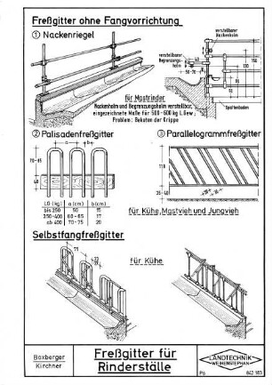Freßgitter für Rinderställe