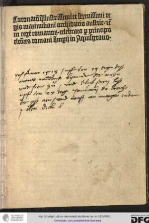 Coronatio regis Maximiliani celebrata in Aquisgrano
