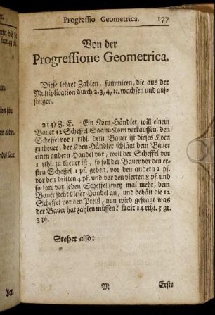 Von der Progressione Geometrica
