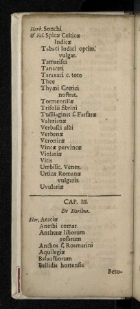 Cap. III. De Floribus.
