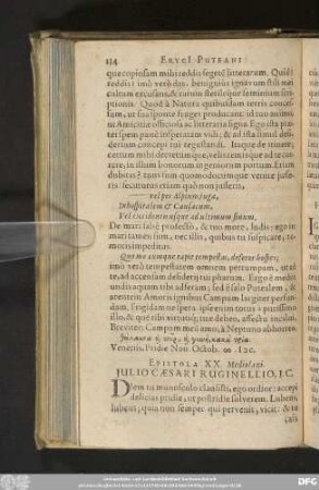 Epistola XX. Mediolani. Julio Caesari Ruginellio, I. C.