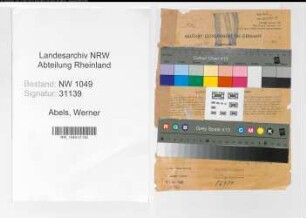 Entnazifizierung Werner Abels , geb. 14.09.1884 (Stadtinspektor)