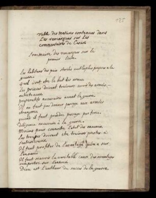Table des matieres contenues dans L'es remarques sur les commentaires de Cesar.