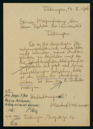 Gesuch um Erlass der Gebühren (17.02.1946)