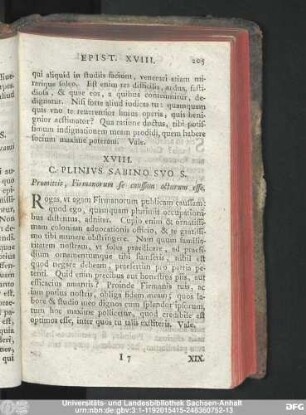 XVIII. C. Plinius Sabino Suo S. Promittit, Firmatorum se caussam acturum esse.