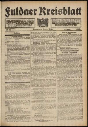 Ausgabe vom Donnerstag, den 08. März 1917.