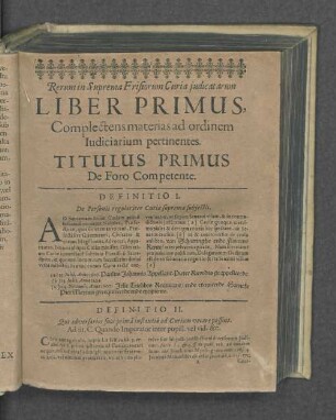 Rerum in Suprema Frisiorum Curia judicatarum Liber Primus, Complectens materias ad ordinem Iudiciarium pertinentes