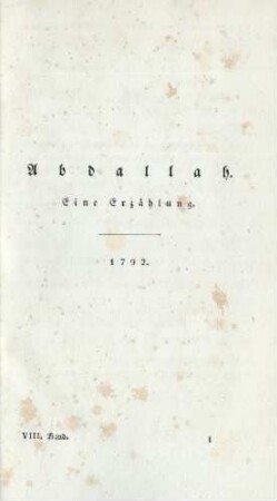 Abdallah. Eine Erzählung. 1792