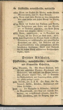 Dritter Abschnitt. Phisikalische, naturhistorische, medicinische und ökonomische Schriften