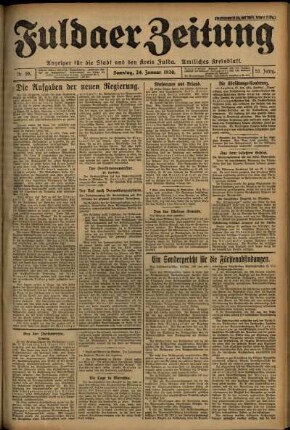 Erste Ausgabe vom Sonntag, den 24. Januar 1926.