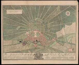 Plan oder Grundriß von der Hochfürstlich Marggraeflich Badischen Residenz Stadt Carlsruhe