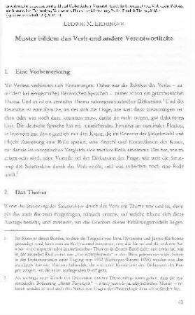Muster bilden: das Verb und andere Verantwortliche