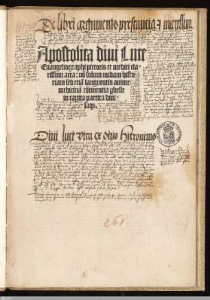 Apostolica diui Luce Euangeliographi pictoris et medici cla=rissimi acta