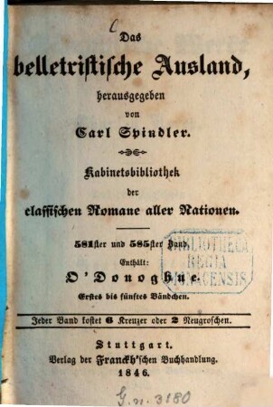 O'Donoghue : eine Erzählung aus Irland, wie es vor fünfzig Jahren war, 1/5
