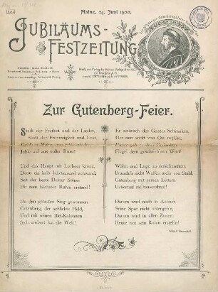 Jubiläums-Festzeitung : Mainz, 24. Juni 1900