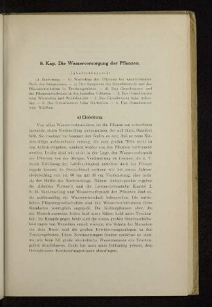 8. Kap. Die Wasserversorgung der Pflanzen.