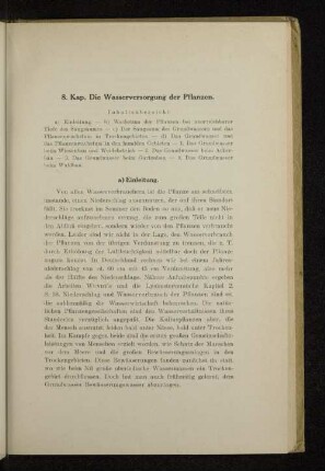 8. Kap. Die Wasserversorgung der Pflanzen.