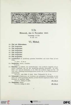 II. Tag: Mittwoch, den 9. November 1910, Vormittag 10 Uhr (Nr. 202-313)