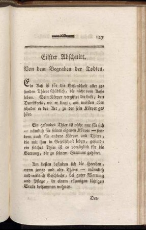 Eilfter Abschnitt. Von dem Begraben der Todten.