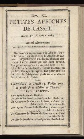 No XL (Mardi 15 Février 1785)
