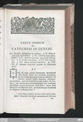Caput Primum De Catechesi In Genere.