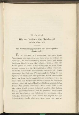 VI. Capitel. Wie der Irrthum über Rembrandt entstanden ist.