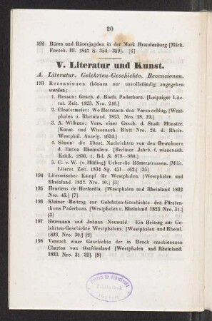 V. Literatur und Kunst.
