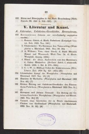 V. Literatur und Kunst.