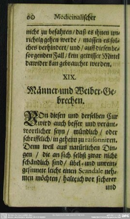 XIX. Männer- und Weiber-Gebrechen