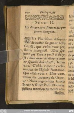 Sect. II. On dit que nous sommes de personnes incognues.