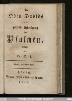 Vierter und letzter Theil.