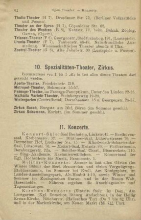 10. Spezialitäten-Theater, Zirkus