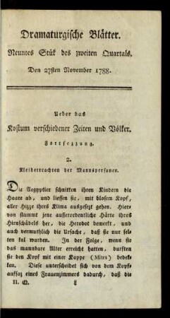 Neuntes Stük des zweiten Quartals