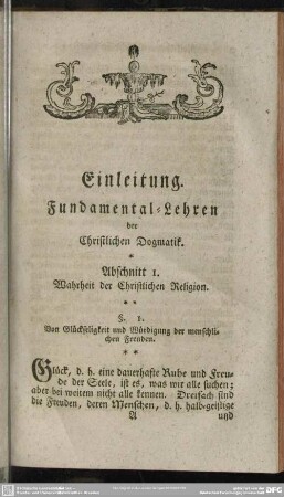 Einleitung. Fundamental-Lehren der Christlichen Dogmatik