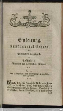 Einleitung. Fundamental-Lehren der Christlichen Dogmatik