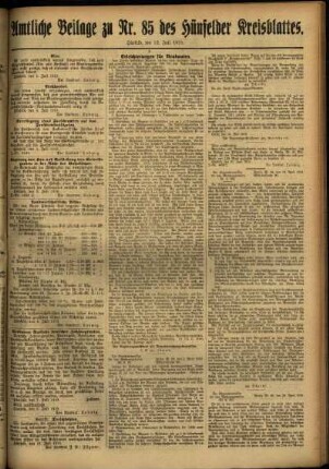 Zweite Ausgabe vom Samstag, den 12. Juli 1919.