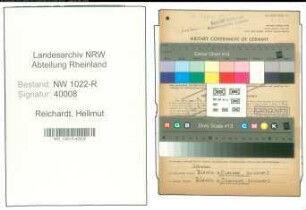 Entnazifizierung Hellmut Reichardt , geb. 05.04.1914 (Bahnbeamter)