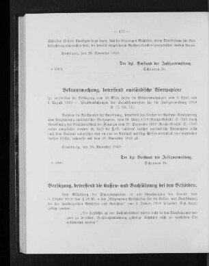 Bekanntmachung, betreffend ausländische Wertpapiere
