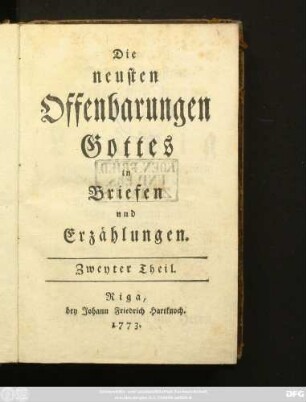 Theil 2: Die neusten Offenbarungen Gottes in Briefen und Erzählungen