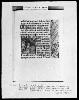 Stundenbuch — Steinigung des heiligen Stephan, Folio 141recto