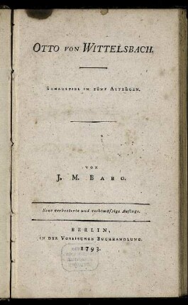 Otto Von Wittelsbach : Schauspiel In Fünf Aufzügen