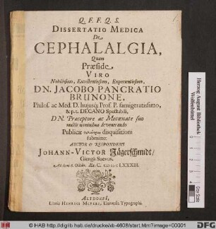 Dissertatio Medica De Cephalalgia