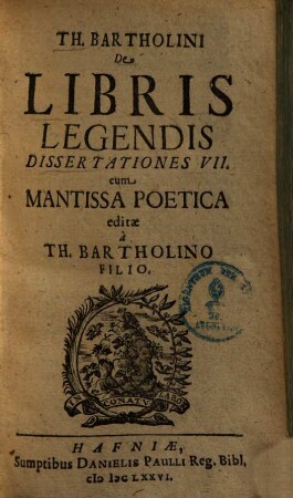 De libris legendis dissertationes VII