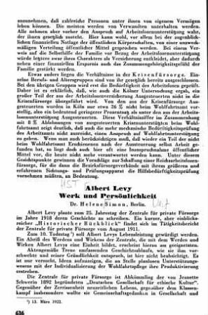 Albert Levy: Werk und Persönlichkeit