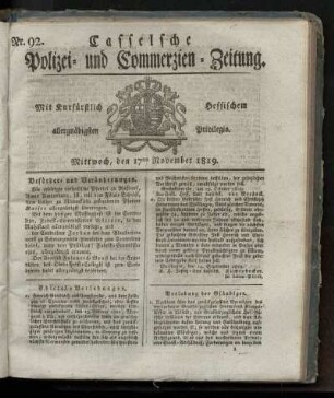Nr. 92, Mittwoch, den 17ten November 1819