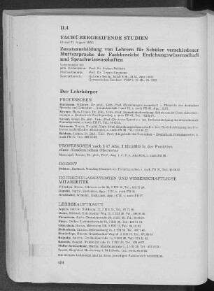 II.4 Fachübergreifende Studien