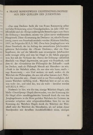4. Franz Rosenzweigs Existenzphilosophie aus den Quellen des Judentums