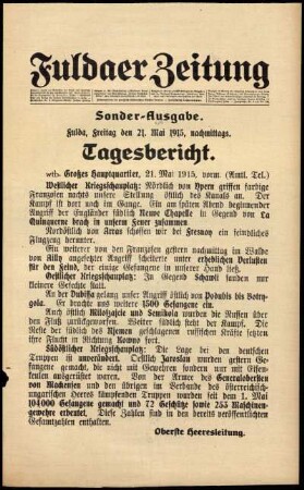 Zweite Ausgabe vom Freitag, den 21. Mai 1915.
