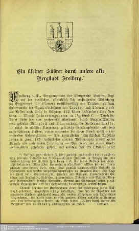 Ein kleiner Führer durch unsere alte Bergstadt Freiberg