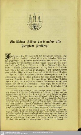 Ein kleiner Führer durch unsere alte Bergstadt Freiberg